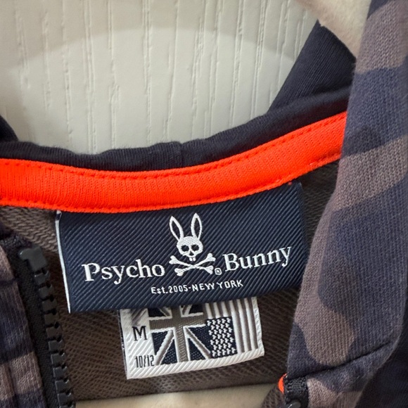 Psycho Bunny Navy Camo Hoodie with orange Logo - Picture 2 of 6